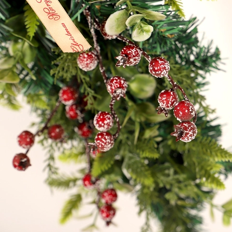 Weihnachts Teardrop Swag Dekoration Mit Künstlichem Eukalyptus Roten Beeren Kiefernnadeln Bogen Weihnachtsmann Muster Tür