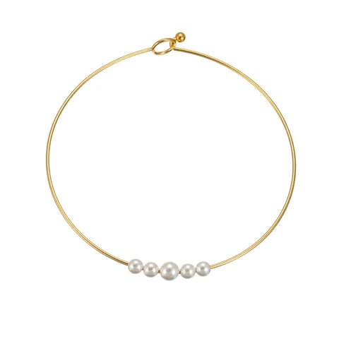 French Elegant 18K Gold Plated Stainless Steel Collar Necklace With Artificial Pearl Butterfly Pendant Jewelry For Women