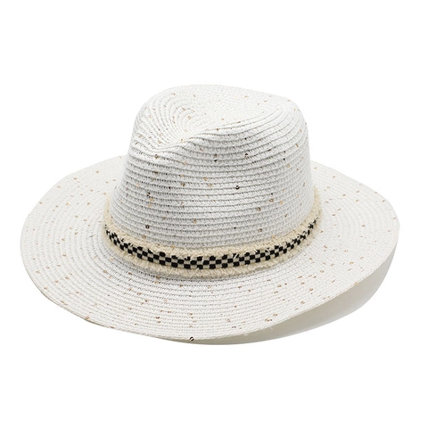 Cappello Fedora In Paglia Con Paillettes E Nastro A Scacchi Protezione Solare Spiaggia Vacanze Traspirante Per Uomini E Donne