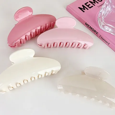 Large Acrylic Hair Claw Clip French Style Half Round Solid Color Elegant Non-Slip Hairpin Headwear For Women Girls