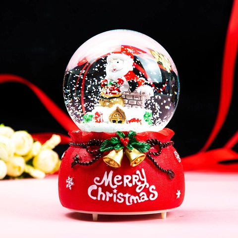 Carillon Palla Di Neve Di Natale Con Luce LED Resina Vetro Babbo Natale Pupazzo Di Neve Renna Regalo Di Festa