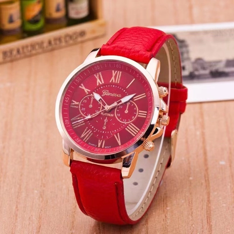 Women Fashion Quartz Watch Analog Wristwatch PU Leather Strap Alloy Case Roman Numeral Casual Elegant Timepiece
