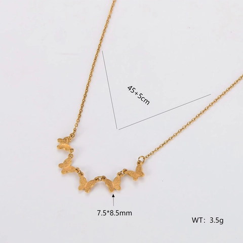 Collar De Mariposa Acero Inoxidable 304 Esmerilado Texturizado Colgante De Múltiples Mariposas Minimalista Elegante Moda Para Mujer