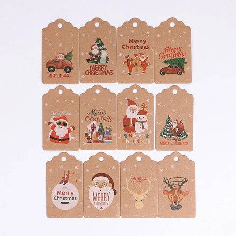Etichette Regalo Di Natale In Carta Kraft E Cartoncino Bianco Etichette Appese Per Confezioni Regalo Festive Fai Da Te