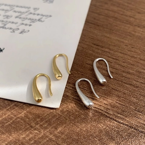 Orecchini A Gancio A Goccia D'acqua In Acciaio Al Titanio Minimalisti Lucidi A Specchio Forma Ad Arco Mezzo Cerchio Gioielli Donna