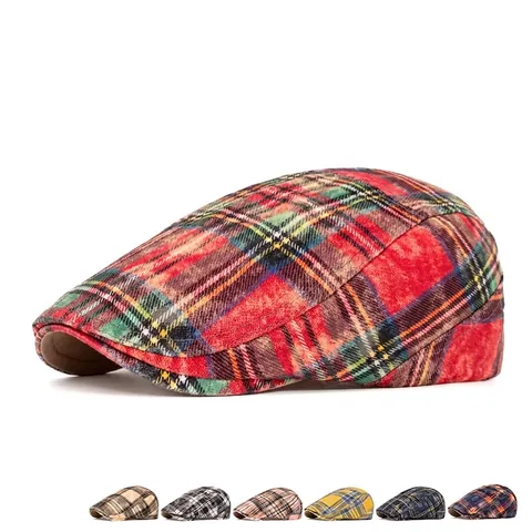 Coppola A Quadri Stile Britannico Cotone Regolabile Traspirante Ivy Hat Per Uomo Donna Stile Retro