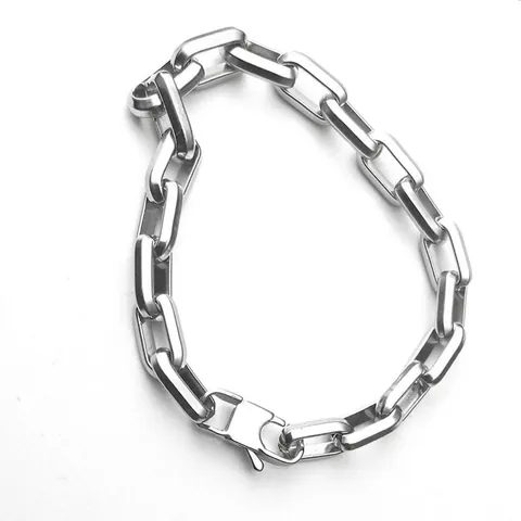 Cuban Chain Bracelet Titanium Steel Bold Geometric Rectangular Link Punk Hip Hop Jewelry For Men Unisex