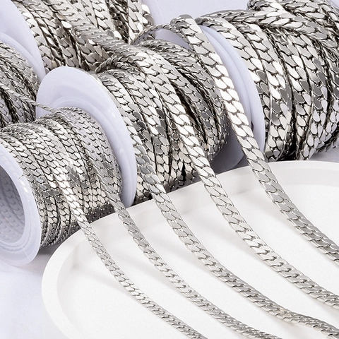 Cadena De Eslabones De Acero Inoxidable Para Hacer Joyas De Bricolaje Cadena Cubana Pulida Collar Pulsera