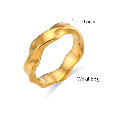 18K Vergoldet Edelstahl Geometrisch Wellenförmig Ring Für Damen Ins Mode Minimalistisch Wasserwelle Finger Schmuck Geschenk
