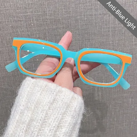 Monture De Lunettes Carrées Rétro Anti Lumière Bleue Couleurs Contrastées PC Optiques Unisexes