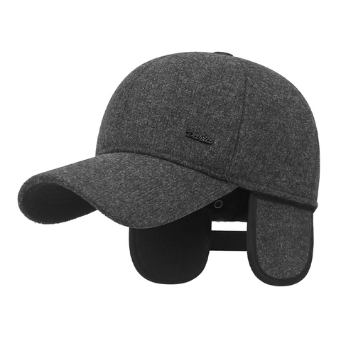 Winter Herren Baseballkappe Verdickte Baumwolle Polyester Fleecegefütterte Ohrenschützer Gehörschutz Warme Wollstruktur Schirmmütze