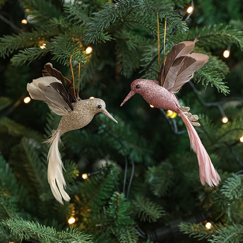 Uccelli Di Natale Ornamenti Piume Artificiali Schiuma Glitter Pavone Decorazione Con Clip Per Albero