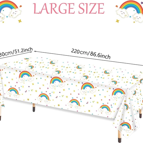 Einweg Plastik Regenbogen Wolke Geburtstag Party Tischdecke Wasserdicht PE Cartoon Batik Gestreift Feier Für Kinder