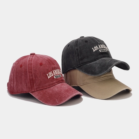 Cappellino da Baseball in Cotone Lavato Vintage per Uomo Donna Los Angeles 1850 Ricamo Regolabile Distressed Berretto da Sole Sport All'aperto Casual Dad Hat