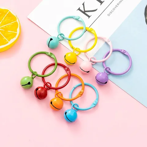 Colorful Metal Bell Keychain Candy Color DIY Bag Pendant Car Charm Hanging Ornament Craft Accessory For Women Girls Gift
