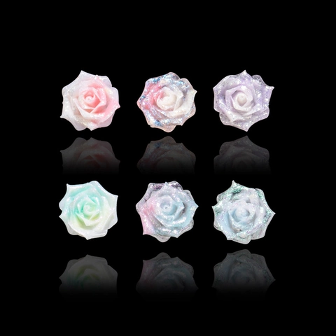 Elegante Gradiënt Hars Roos Bloem Oorkraakbeen Studs Met Glitter Titanium Staal Post Schroef Platte Rug Sieraden