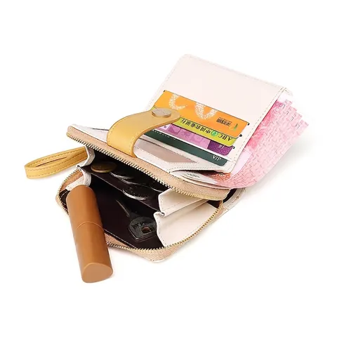 Portafoglio Bifold Da Donna Con Stampa Gatto Carino In Pelle PU Piccolo Porta Carte Tasca Monete Con Cerniera E Cinturino