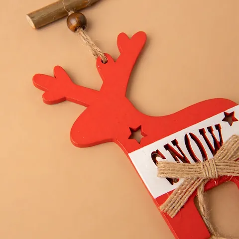 Weihnachts Rentier Hänger Holz Rentier Anhänger Mit Jute Schleife Glocke Snow Buchstaben Feiertag Baum Deko