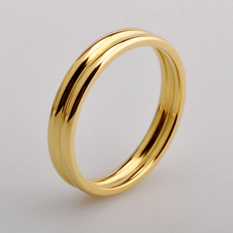 Minimalist Double Layer Band Ring 18K Gold Plated Titanium Steel High Color Retention Trendy Jewelry For Men And Women