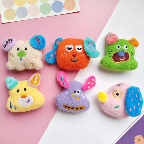 Cartoon Plush Dog Brooch DIY Handmade Embroidery Animal Doll Ornament For Clothing Bags Hat Decorative Craft Accessory