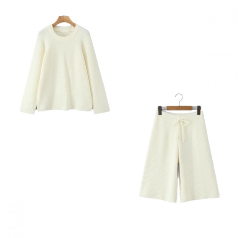 Women Ribbed Knit Pullover Sweater And Drawstring Shorts Casual Loungewear Cozy Streetwear Solid Color