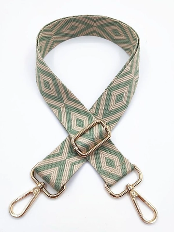 Adjustable Woven Bag Strap Shoulder Strap Geometric Diamond Pattern Polyester Cotton Gold Hardware Retro Ethnic Crossbody