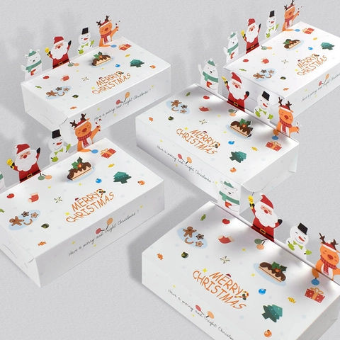 Scatole Regalo Di Natale Cartone Pieghevole 3D Personaggi Babbo Natale Pupazzo Di Neve Dolci Biscotti Confezione Festa