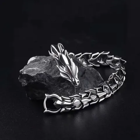 Retro Dragon Head Bracelet Vintage Punk Hip Hop Alloy Men Jewelry Unisex Dragon Bone Chain
