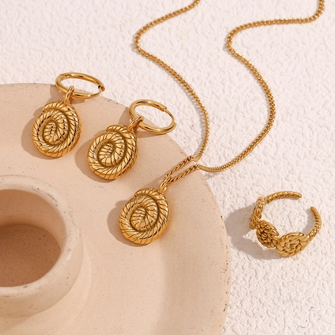 Collana Vintage In Acciaio Con Pendente A Conchiglia A Spirale Placcato Oro 18 Carati Gioielli Per Donna Regalo Elegante Retro