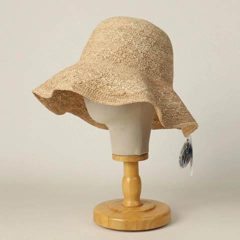 Raffia Wide Brim Sun Hat Women Hand Woven Foldable Breathable Summer Beach Fisherman Cap Pure Natural Texture Minimalist