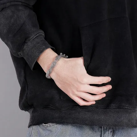 Snake Chain Bracelet 316L Stainless Steel Twisted Spiral Mesh Woven Punk Minimalist Industrial Jewelry For Men