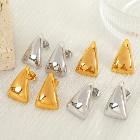 Minimalist Geometric Triangle Titanium Steel Stud Earrings For Women Fashion Stainless Steel Post Daily Jewelry