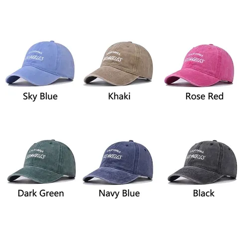Berretto Da Baseball In Cotone Lavato Ricamo California Los Angeles Vintage Distressed Dad Hat Regolabile Uomo Donna