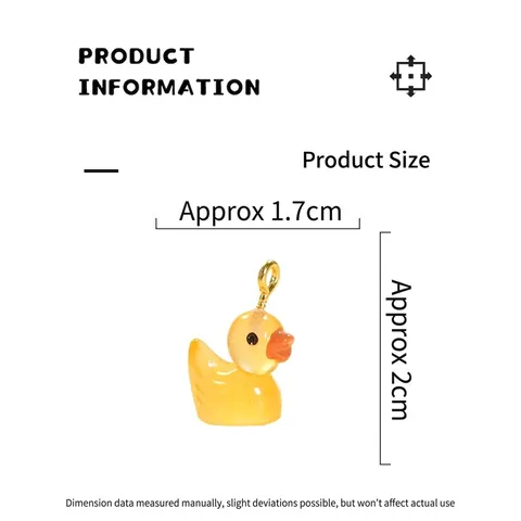 Mini Duck Charms Resin Luminous Colorful Animal Pendants With Metal Pin For DIY Jewelry Making Keychain Crafts Kawaii