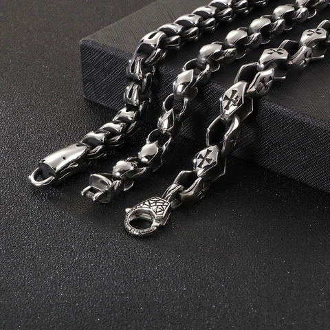 Bracciale Uomo Acciaio Inossidabile 316L Croce Gotica Punk Catena Pesante Gioielli Hip Hop Retro Biker Polso Accessorio