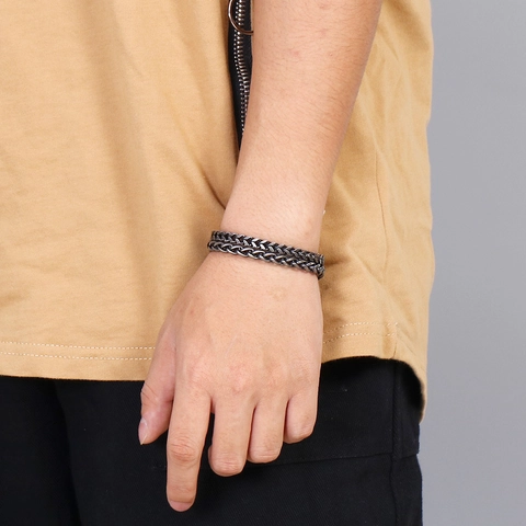 Pulsera Hombre Acero Inoxidable 316L Industrial Retro Plata Negro Oxidado Cierre De Palanca De Pesas Joyería Punk