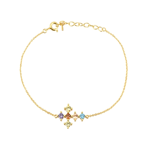 Bracciale In Argento Sterling 925 Con Ciondolo A Croce In Zircone Colorato Catena Regolabile Gioielli Di Moda Per Donna
