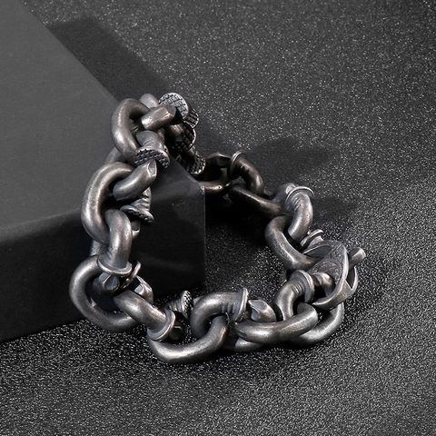 Bracciale A Catena Pesante A Forma Di Chiodo In Acciaio Inossidabile 316L Vintage Invecchiato Punk Industrial Goth Gioielli Da Uomo