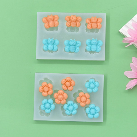 Stampi In Silicone Forme Di Fiori E Api Flessibili Per Fondente Cioccolato Produzione Di Candele Fai Da Te Strumento Da Forno