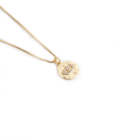 Kupfer Zirkonia Rundscheibe Anhänger Halskette Kreuz Hamsa Hand Böser Blick Religiöser Boho Stil Damen