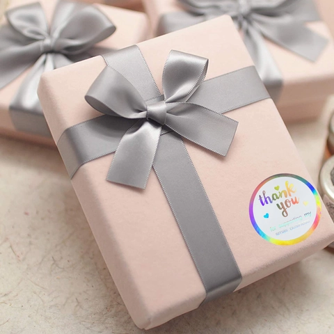 Holographic Rainbow Thank You For Supporting My Small Business Stickers Round Adhesive Labels For Packaging Gift Decor