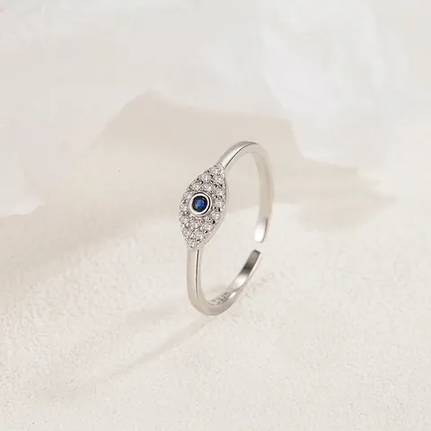 Evil Eye Ring 925 Sterling Silber Zirkonia Verstellbar Offenes Band Türkischer Ethno Stil Schmuck Für Damen