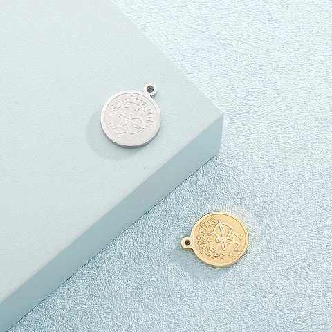 Dijes De Disco Redondo De Constelación Del Zodiaco De Acero Inoxidable Para Hacer Joyas DIY Estilo De Astrología Minimalista