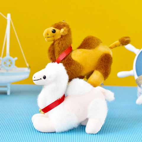 Simulation Desert Camel Plush Keychain Pendant With Bell Cute Animal Stuffed Doll Bag Ornament Key Ring Gift For Kids Women