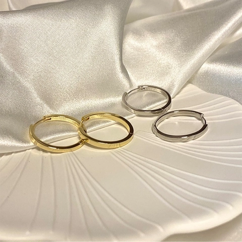 Orecchini A Cerchio Minimalisti In Rame Cerchio Geometrico Gioielli Di Moda Con Perno In Argento Sterling 925