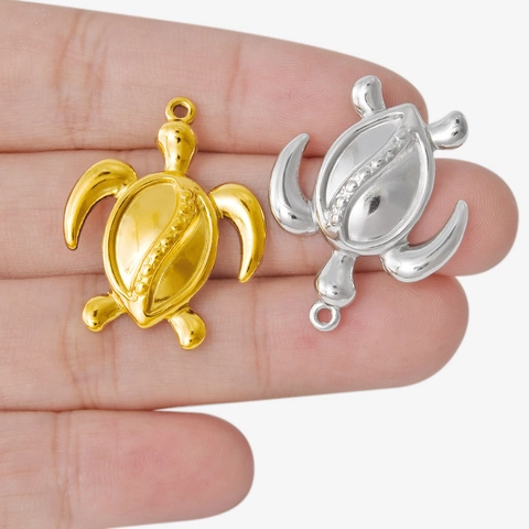 Ciondolo Tartaruga Marina 304 Acciaio Inossidabile Forma Animale Lucidato Per Creazione Gioielli Fai Da Te Collana Bracciale Accessorio