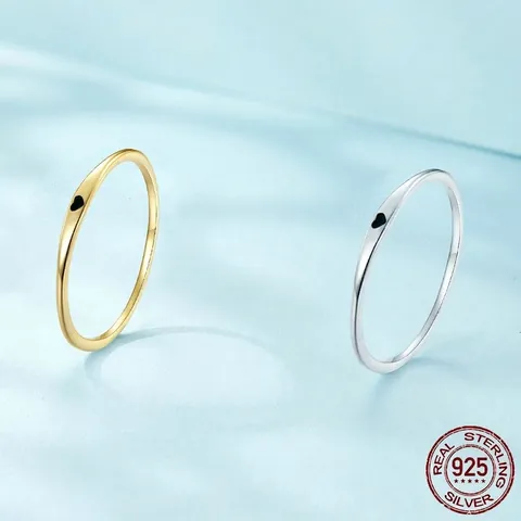 S925 Sterling Silver Minimalist Ring For Women Black Enamel Heart Finger Ring Elegant Gold Silver Plated Dainty Jewelry Gift