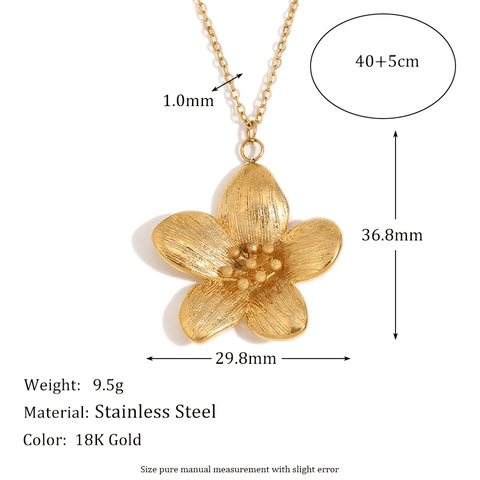 Collar Con Colgante De Flor Acero Inoxidable Chapado En Oro De 18K Estilo Vintage Francés Joyería Elegante Para Mujer