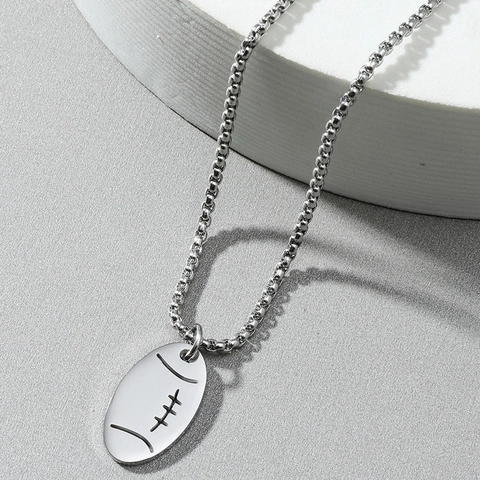 Rugby Football Anhänger Halskette Edelstahl Hip Hop Stil Box Kette Silber Schmuck Für Männer Frauen Teenager Jungen