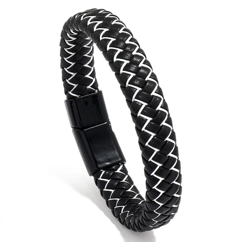 Braided Bracelet PU Leather Alloy Magnetic Clasp Retro Woven Hand Jewelry Personal Style Unisex